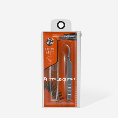 Pinça de pestanas profissional nano-entalhada EXPERT 45 TIPO 1 (curva)