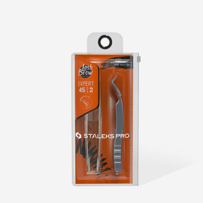 Pinça profissional para pestanas nano-entalhadas EXPERT 45 TIPO 2 (em forma de L, 40′)